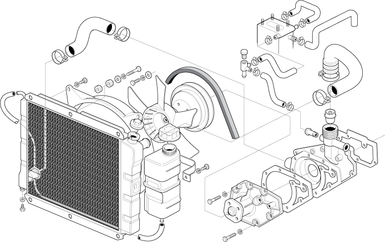 Volvo - Exploded radiator assembly