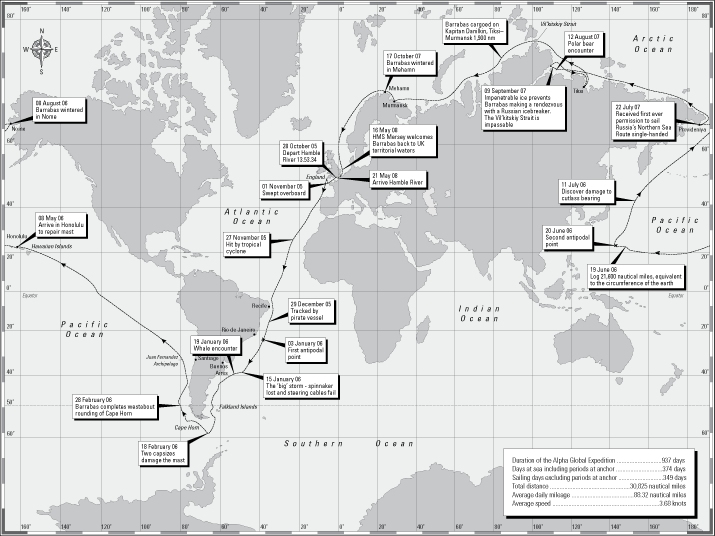 World circumnavigation map